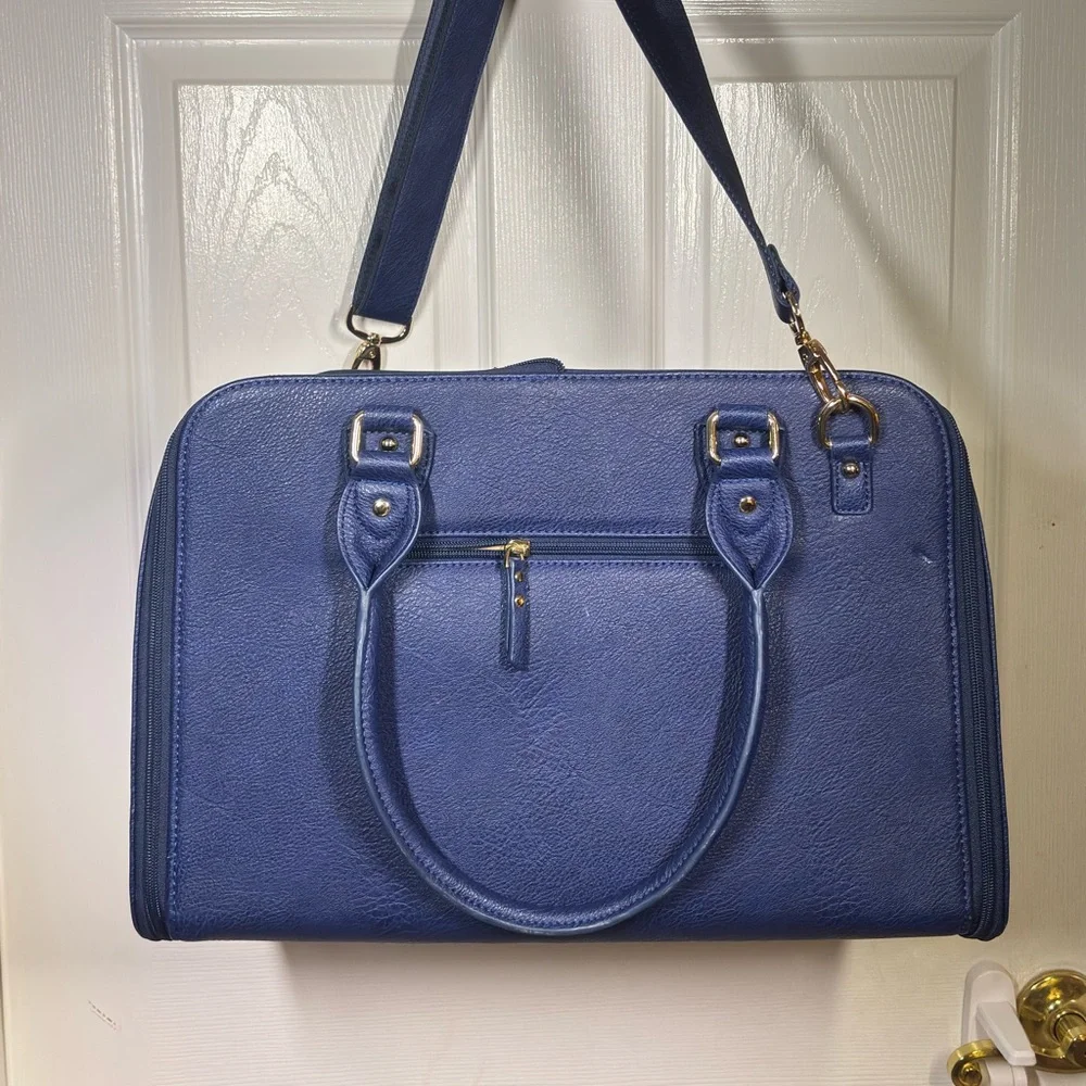 Faux Leather Blue Dog Carrier